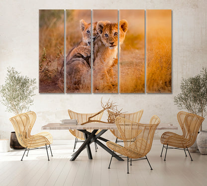 Two Cute Lion Cubs Canvas Print-Canvas Print-CetArt-1 Panel-24x16 inches-CetArt