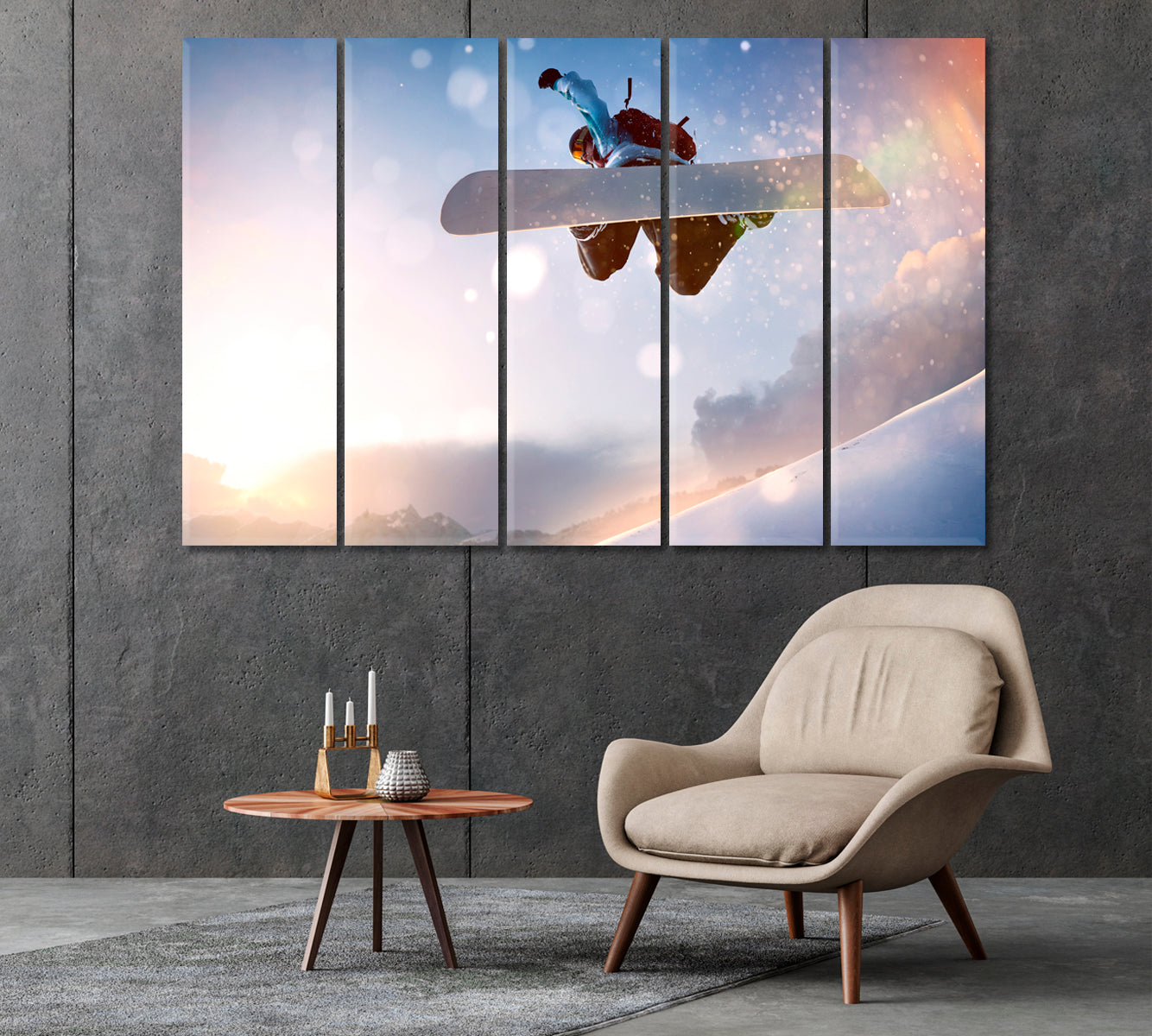 Snowboarder in Flight Canvas Print-Canvas Print-CetArt-1 Panel-24x16 inches-CetArt