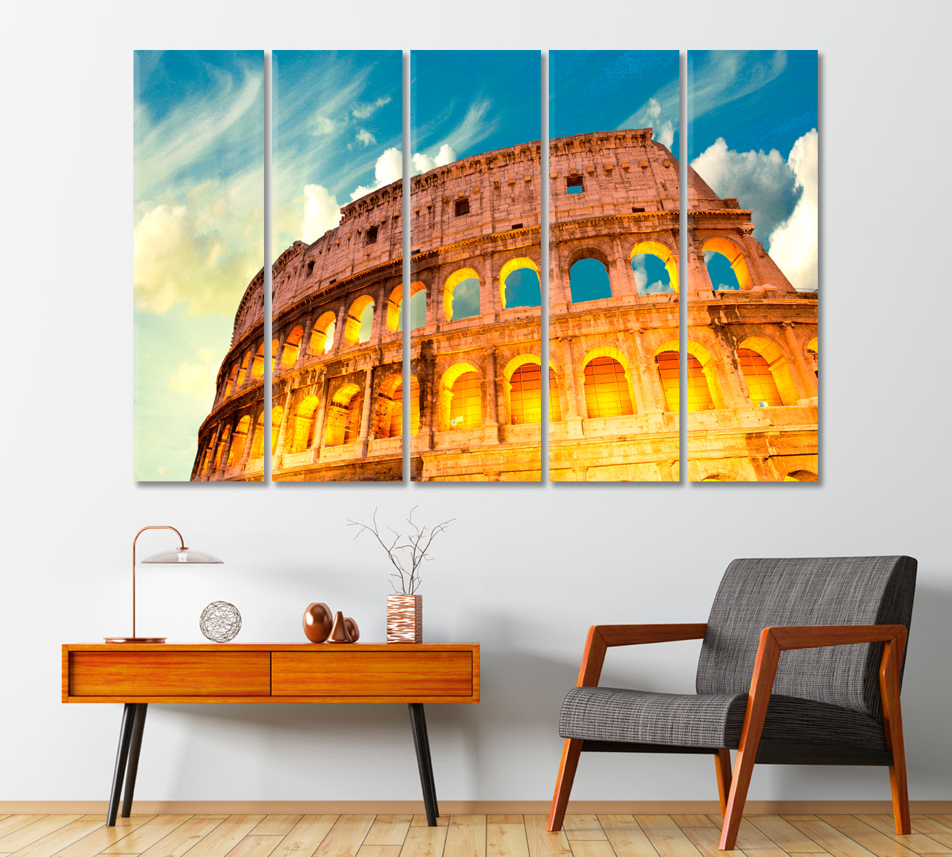 Cloudless Sky over Coliseum Rome Canvas Print-Canvas Print-CetArt-1 Panel-24x16 inches-CetArt