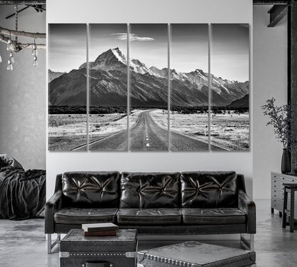 Road Leading Towards a Large Snow Capped Mountain Canvas Print-Canvas Print-CetArt-1 Panel-24x16 inches-CetArt