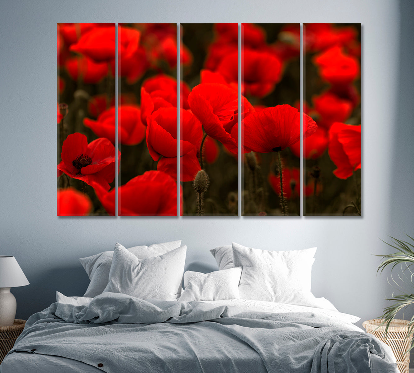 Field of Red Wild Poppies Canvas Print-Canvas Print-CetArt-1 Panel-24x16 inches-CetArt