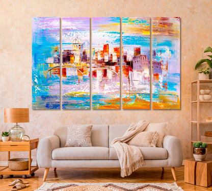 Prague Czech Republic Abstract Multicolor Skyline Canvas Print-Canvas Print-CetArt-1 Panel-24x16 inches-CetArt