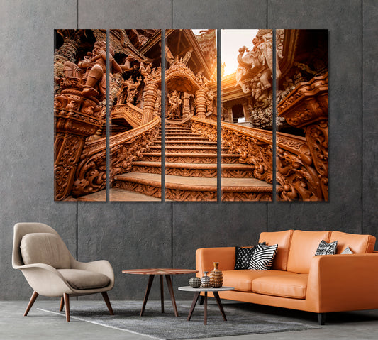 Temple of Truth in Naklua Pattaya Canvas Print-Canvas Print-CetArt-1 Panel-24x16 inches-CetArt