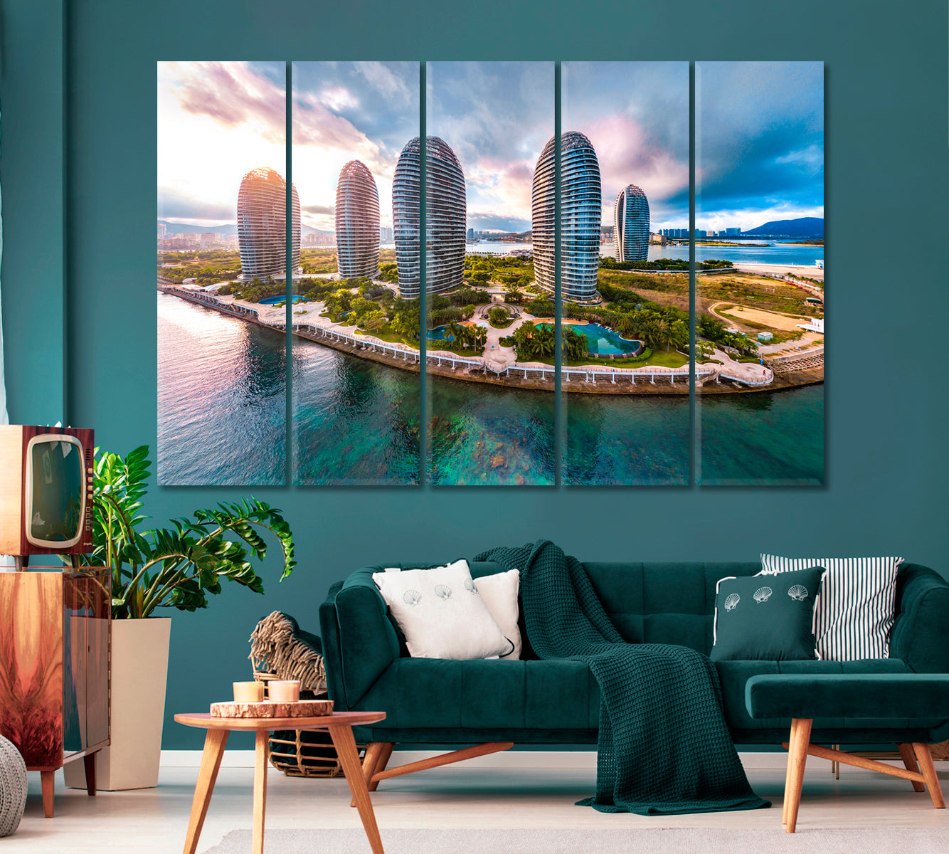 Modern Architecture Buildings on Sanya Phoenix Island China Canvas Print-Canvas Print-CetArt-1 Panel-24x16 inches-CetArt