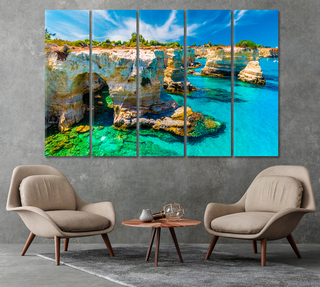 Rocky Coast Salento Italy Canvas Print-Canvas Print-CetArt-1 Panel-24x16 inches-CetArt