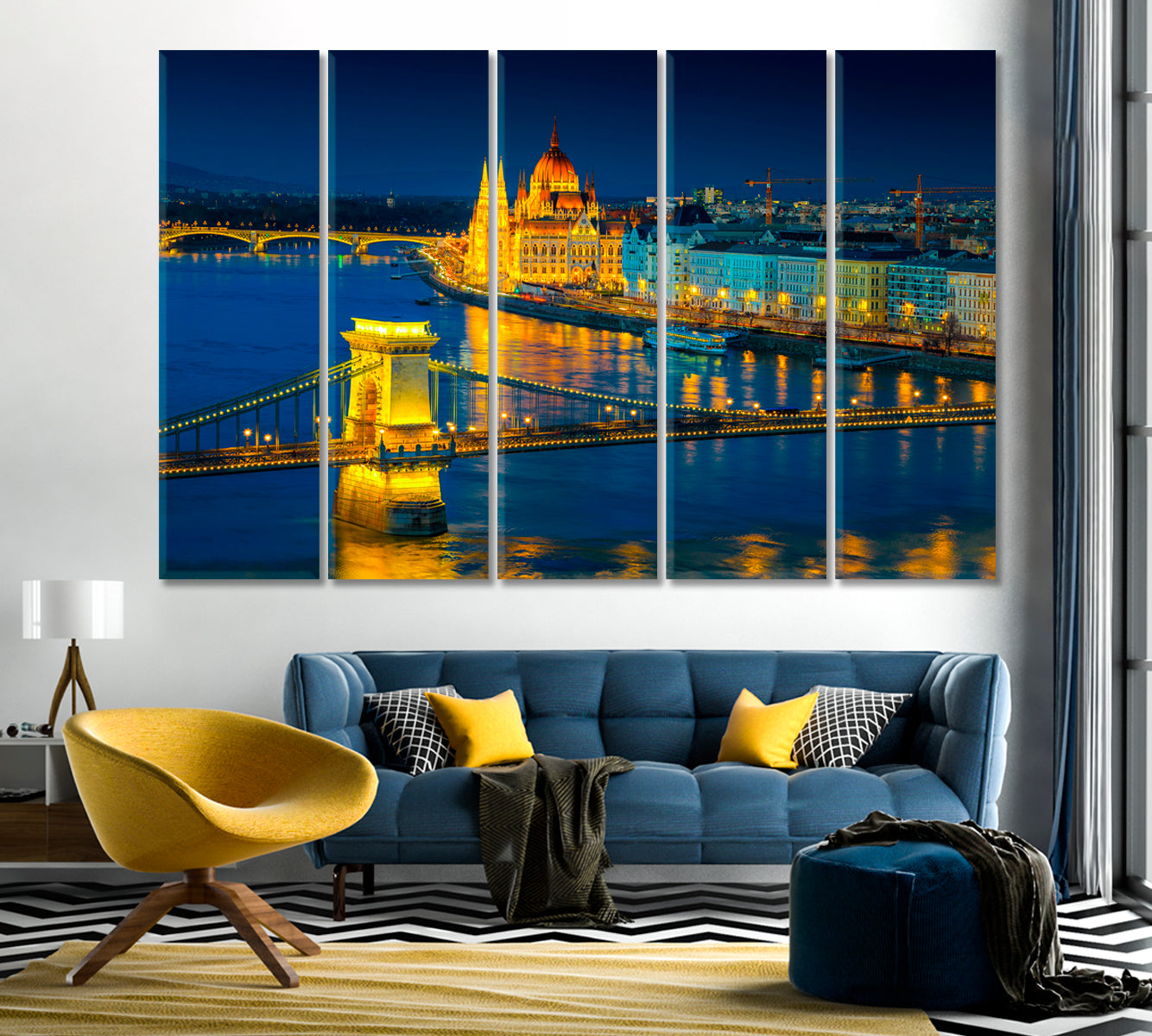 Chain Bridge and Hungarian Parliament Building in Budapest Canvas Print-Canvas Print-CetArt-1 Panel-24x16 inches-CetArt