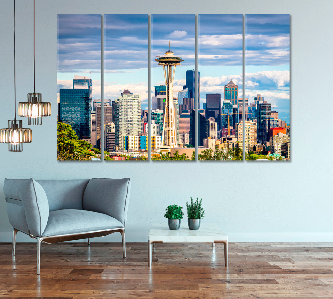 View of Seattle City and Space Needle USA Canvas Print-Canvas Print-CetArt-1 Panel-24x16 inches-CetArt