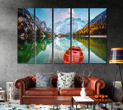 Lake Braies in Dolomites Italy Canvas Print-Canvas Print-CetArt-1 Panel-24x16 inches-CetArt