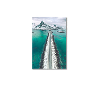 Ostend Mount And Asphalt Road Lofoten Islands Norway Canvas Print-Canvas Print-CetArt-1 panel-16x24 inches-CetArt