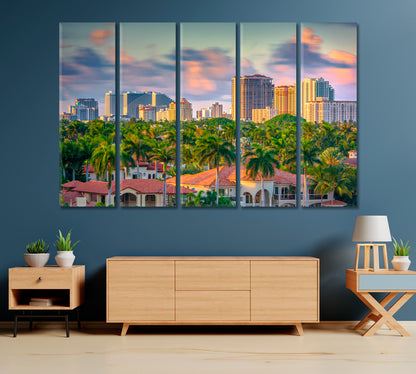 Florida City Skyline at Dusk United States Canvas Print-Canvas Print-CetArt-1 Panel-24x16 inches-CetArt