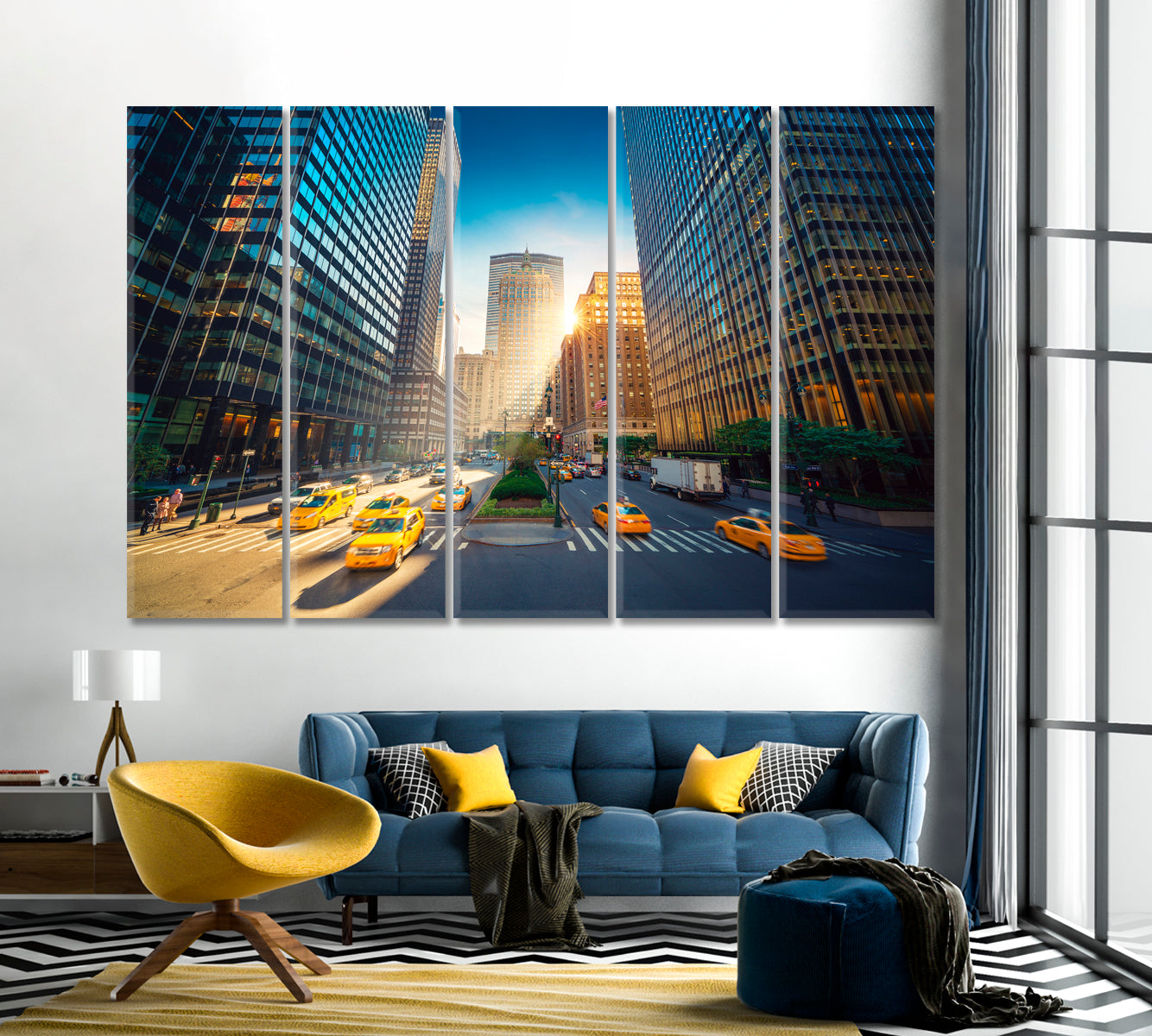 New York Skyscrapers and the Famous Yellow Taxi Cars Canvas Print-Canvas Print-CetArt-1 Panel-24x16 inches-CetArt