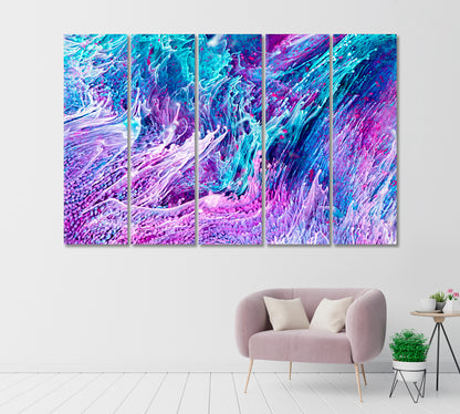 Beautiful Mixed Turquoise and Purple Liquid Splashes and Ripple Canvas Print-Canvas Print-CetArt-1 Panel-24x16 inches-CetArt