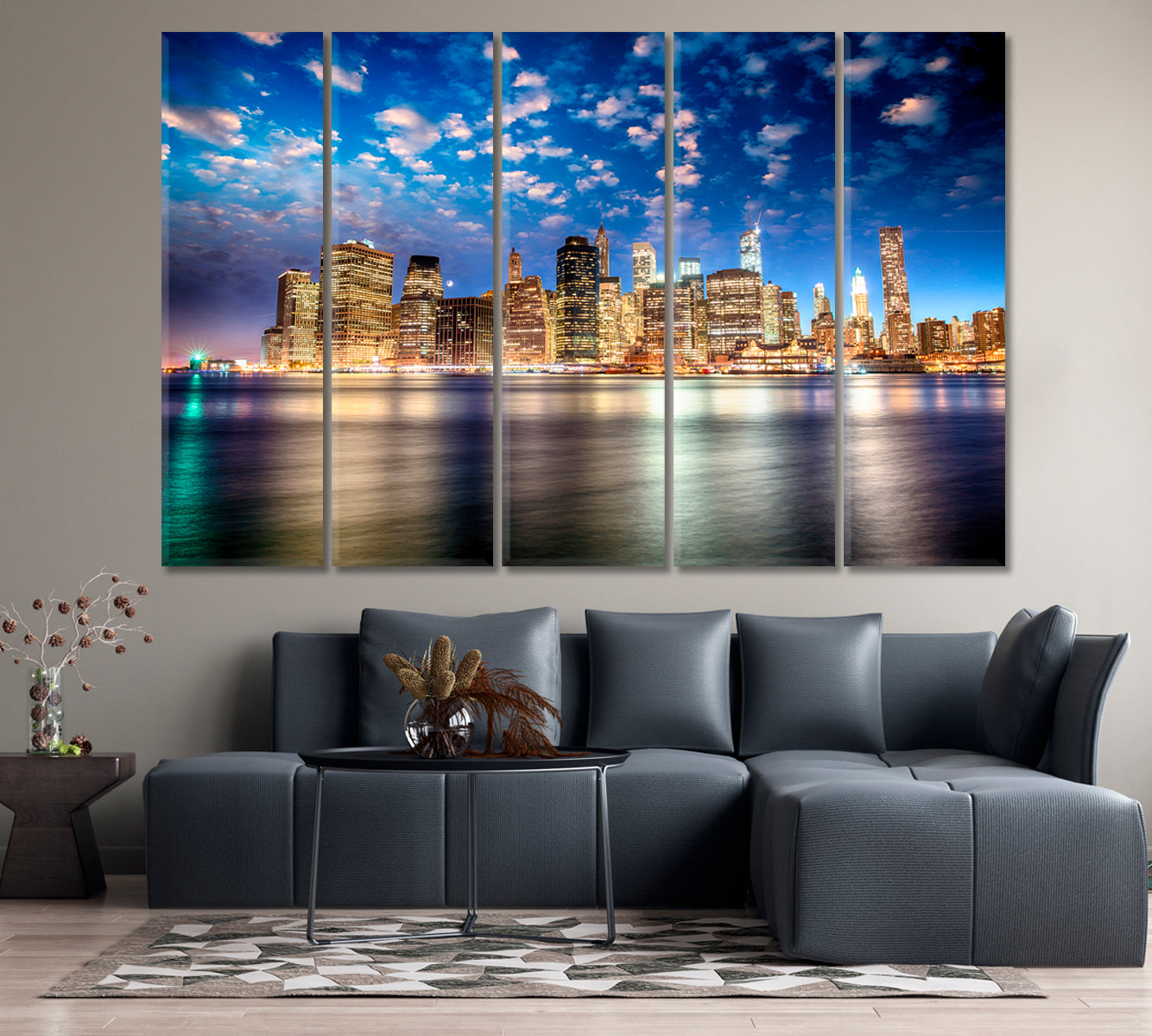 Manhattan Skyline from Brooklyn Bridge Park Canvas Print-Canvas Print-CetArt-1 Panel-24x16 inches-CetArt