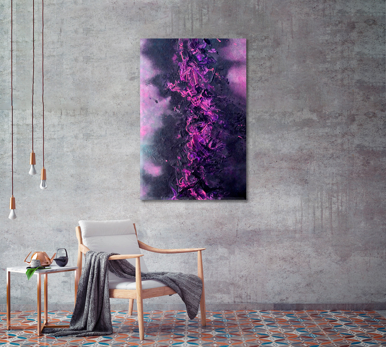 Abstract Purple Brush Strokes Canvas Print-Canvas Print-CetArt-1 panel-16x24 inches-CetArt