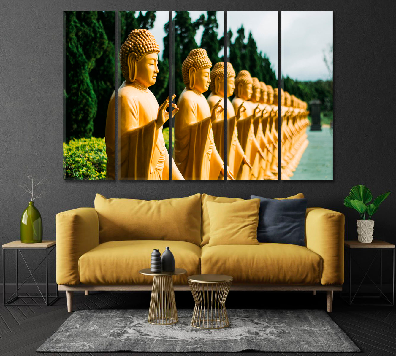 Golden Buddha Statues Canvas Print-Canvas Print-CetArt-1 Panel-24x16 inches-CetArt