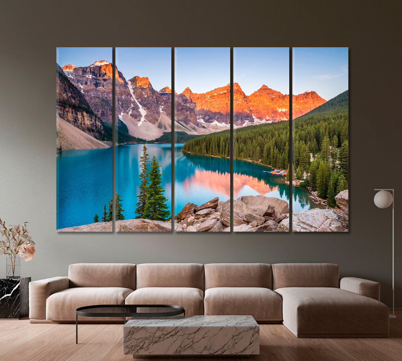 Sunrise over Moraine Lake Canada Canvas Print-Canvas Print-CetArt-1 Panel-24x16 inches-CetArt