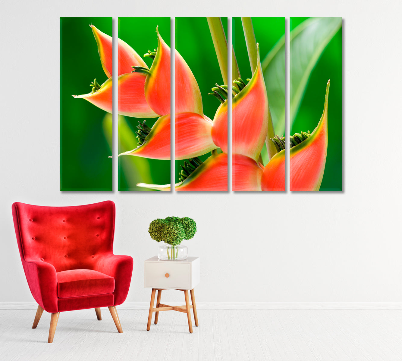 Red Tropical Flower Heliconia Canvas Print-Canvas Print-CetArt-1 Panel-24x16 inches-CetArt