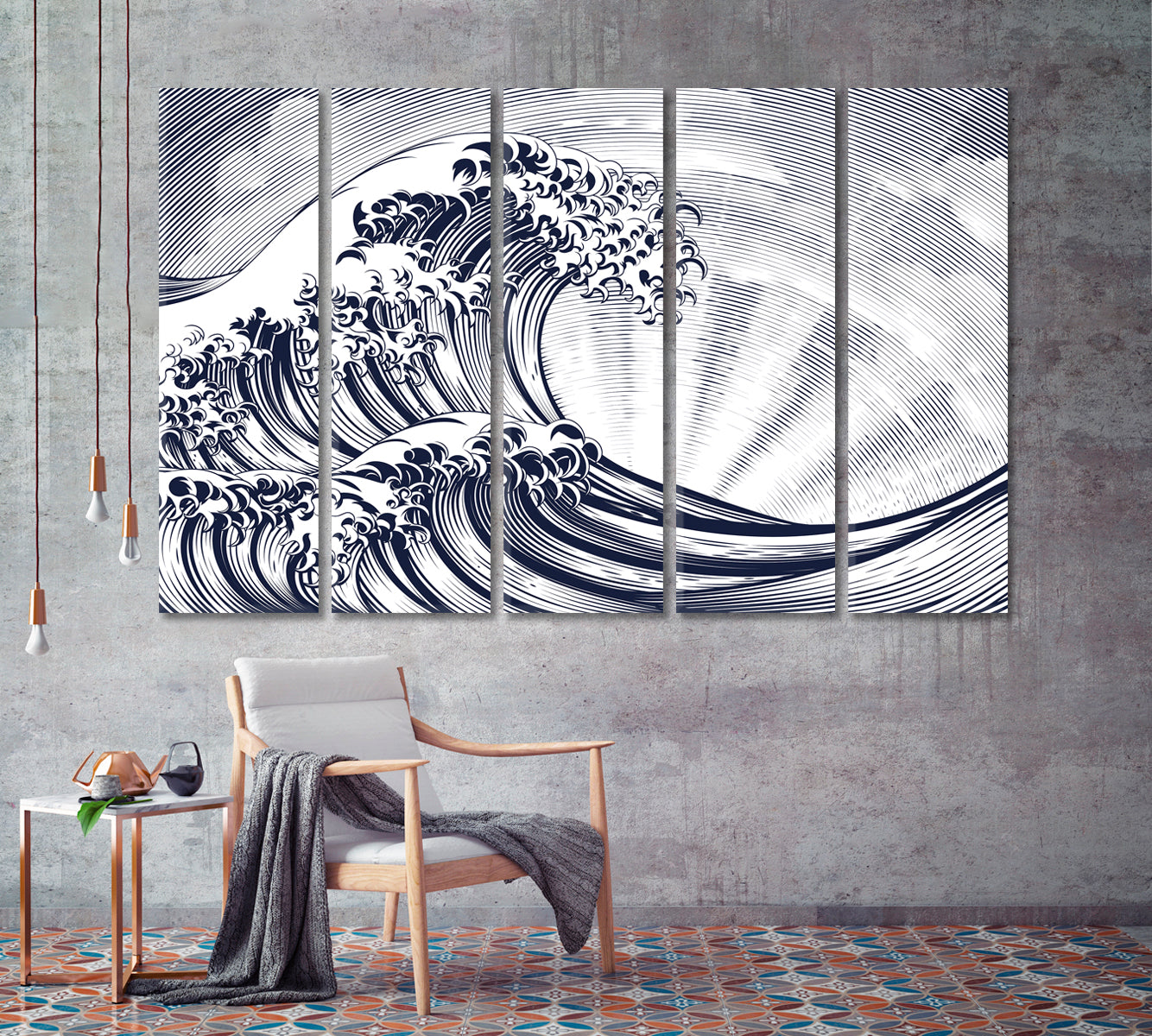 Minimalist Abstract Powerful Waves with Sunset Canvas Print-Canvas Print-CetArt-1 Panel-24x16 inches-CetArt