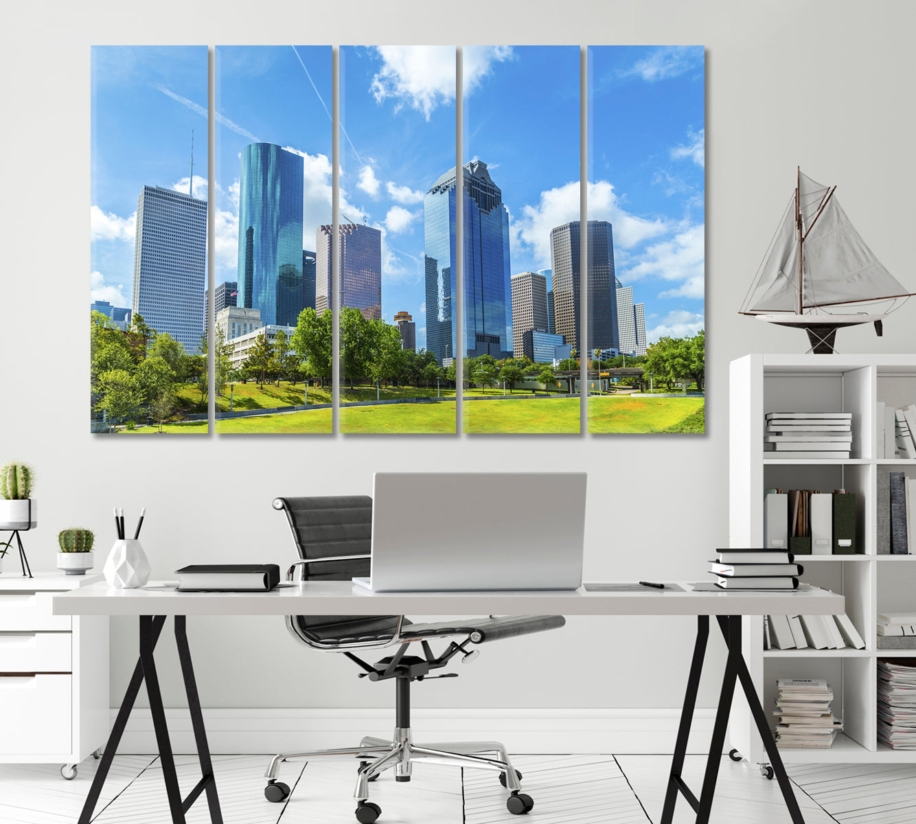 Texas Skyscrapers under the Blue Sky Canvas Print-Canvas Print-CetArt-1 Panel-24x16 inches-CetArt