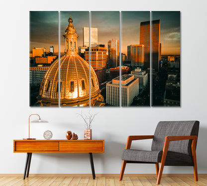 Sunrise over the Golden Building Colorado State Capitol USA Canvas Print-Canvas Print-CetArt-1 Panel-24x16 inches-CetArt