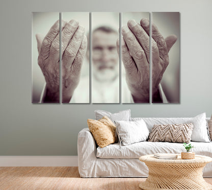 Muslim Old Man Praying Canvas Print-Canvas Print-CetArt-1 Panel-24x16 inches-CetArt