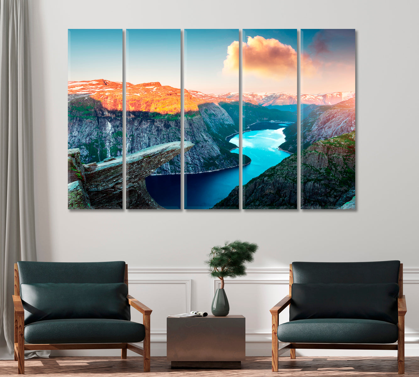 Picturesque Landscape With Trolltunga Rock Norway Canvas Print-Canvas Print-CetArt-1 Panel-24x16 inches-CetArt