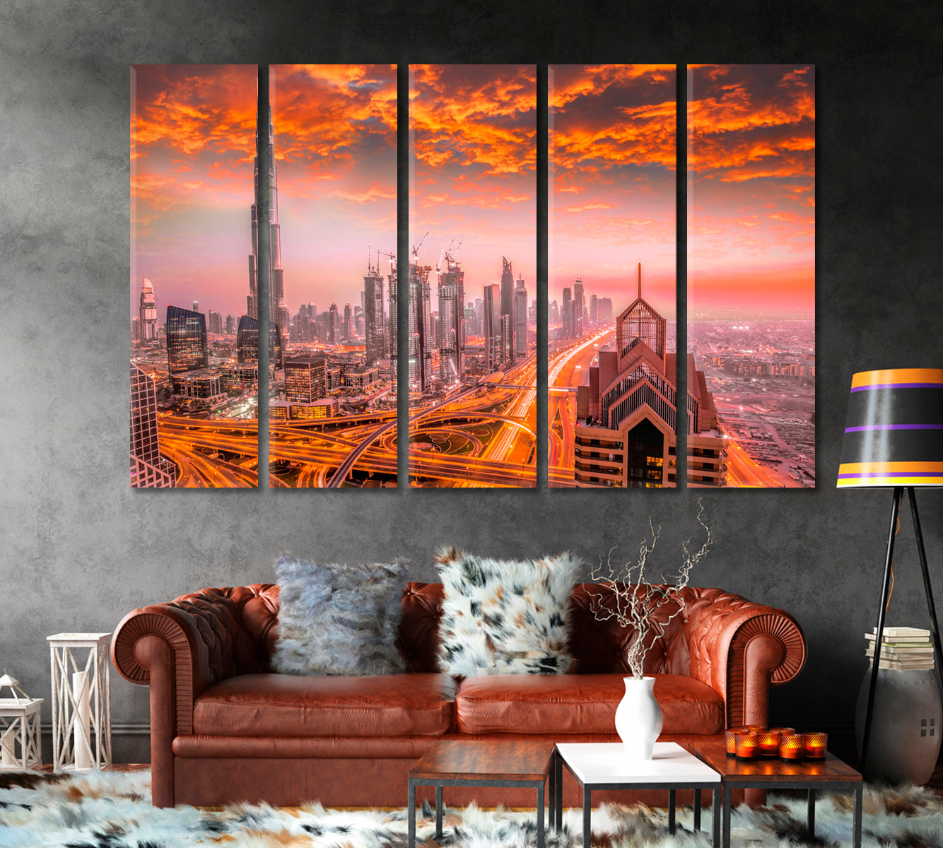 Dubai Cityscape with Modern Architecture at Sunset Canvas Print-Canvas Print-CetArt-1 Panel-24x16 inches-CetArt