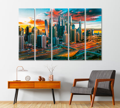 Dubai Marina Cityscape United Arab Emirates Canvas Print-Canvas Print-CetArt-1 Panel-24x16 inches-CetArt