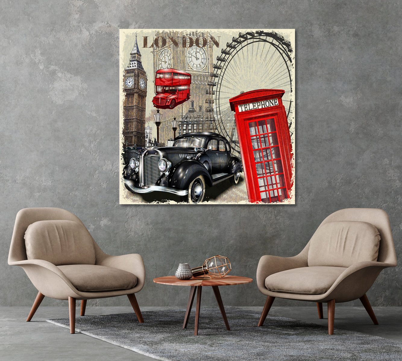 Retro London Canvas Print-Canvas Print-CetArt-1 panel-12x12 inches-CetArt