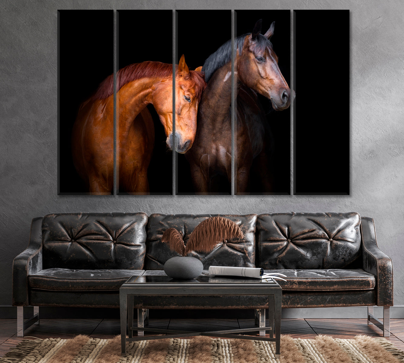 Two Horse Close Up Canvas Print-Canvas Print-CetArt-1 Panel-24x16 inches-CetArt