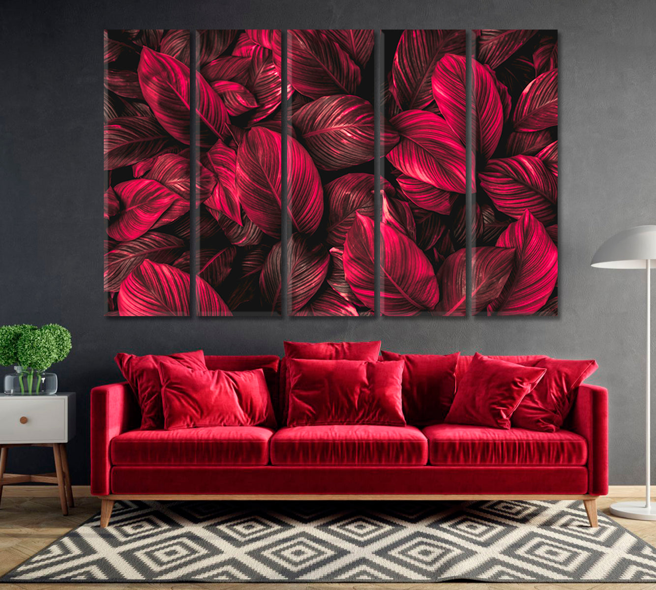 Red Leaves of Spathiphyllum Canvas Print-Canvas Print-CetArt-1 Panel-24x16 inches-CetArt