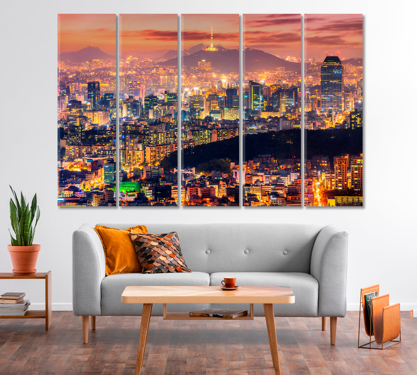 Seoul City Lights South Korea Canvas Print-Canvas Print-CetArt-1 Panel-24x16 inches-CetArt