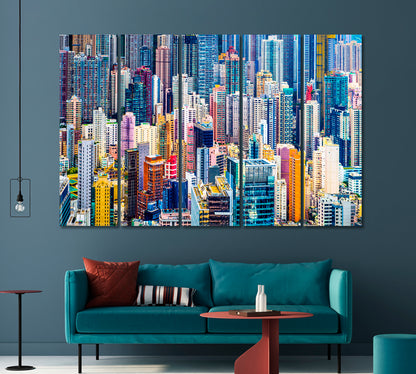 Colorful Hong Kong Skyscrapers Canvas Print-Canvas Print-CetArt-1 Panel-24x16 inches-CetArt