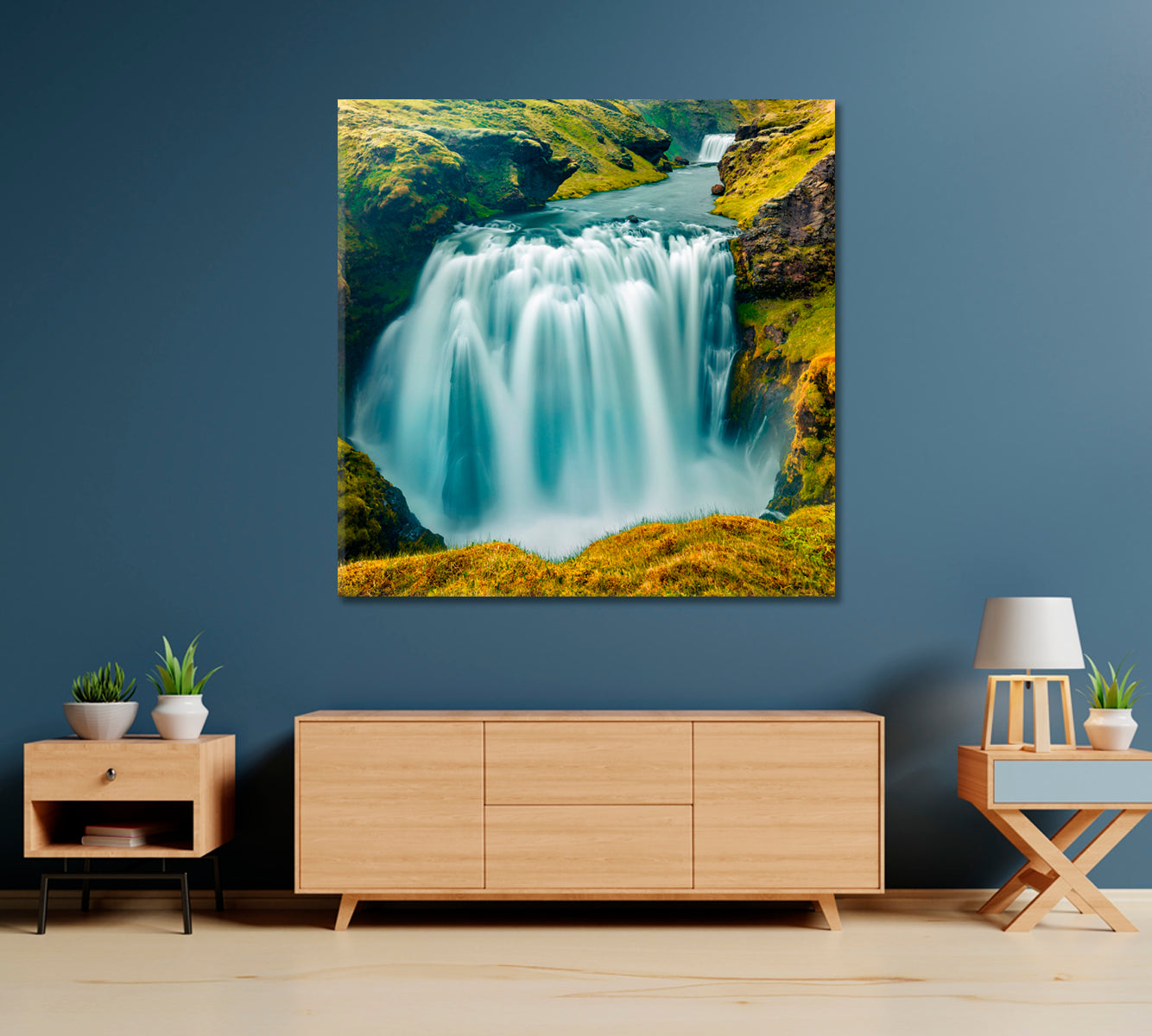 Skogafoss Waterfall Iceland Canvas Print-Canvas Print-CetArt-1 panel-12x12 inches-CetArt