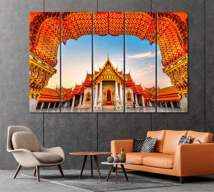 Marble Temple Wat Benchamabophit Dusitwanaram Bangkok Canvas Print-Canvas Print-CetArt-1 Panel-24x16 inches-CetArt