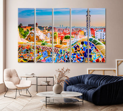 Colorful Park Guell Barcelona Spain Canvas Print-Canvas Print-CetArt-1 Panel-24x16 inches-CetArt