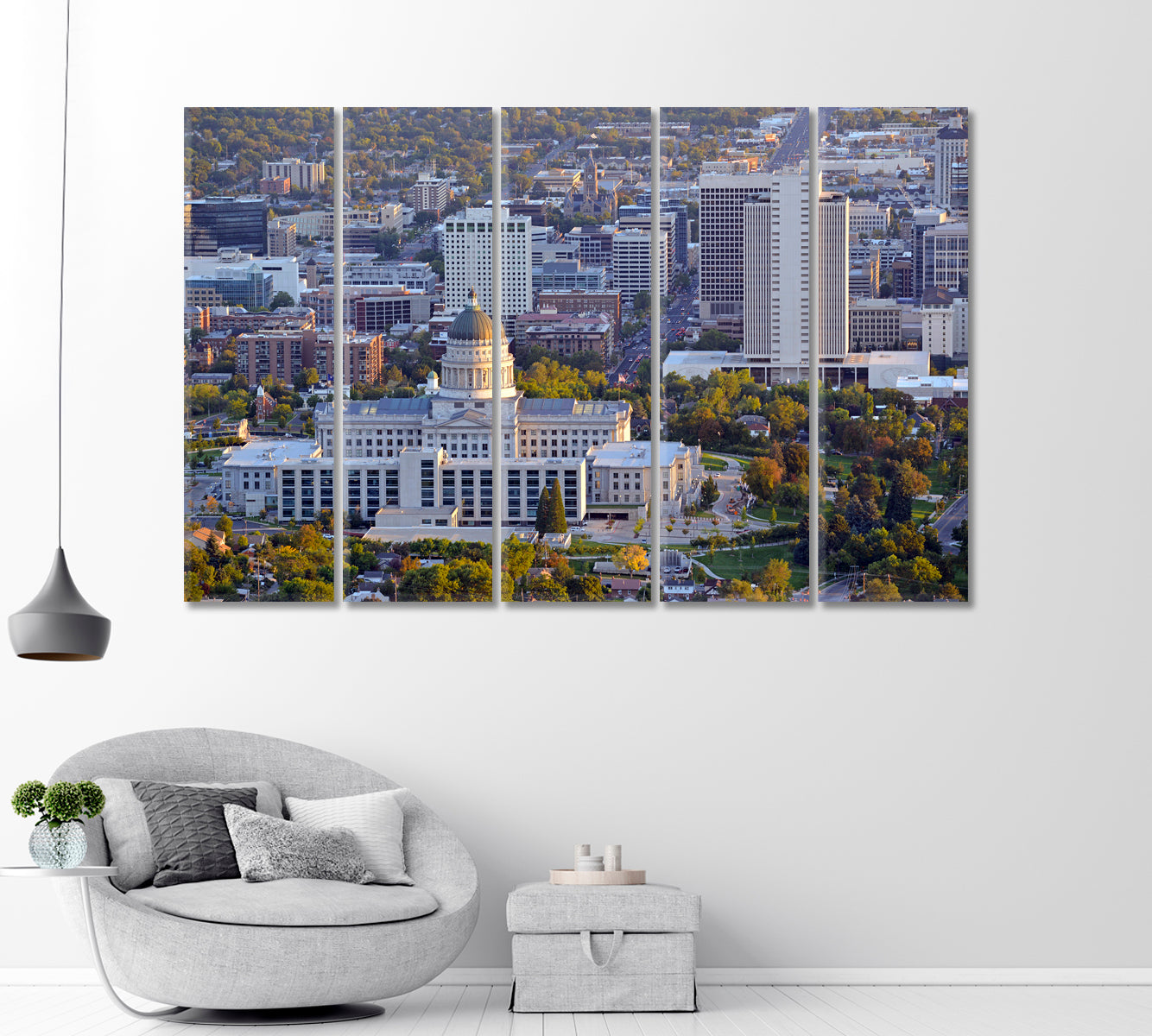 Salt Lake City Skyline with Capitol Building Utah Canvas Print-Canvas Print-CetArt-1 Panel-24x16 inches-CetArt