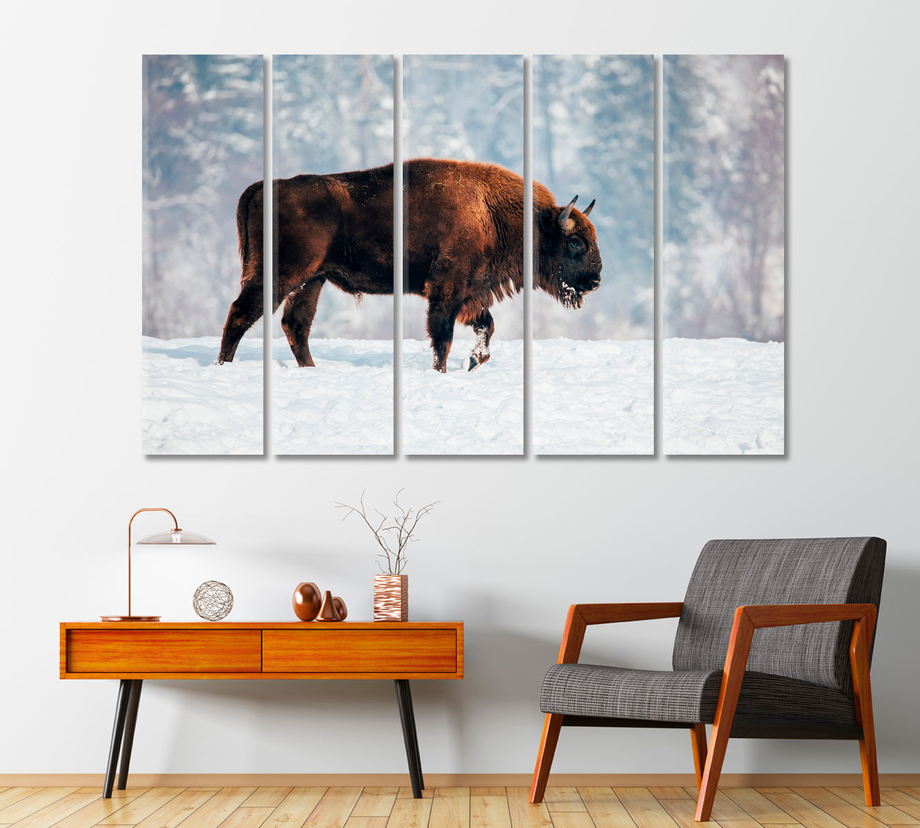 Bison in Winter Canvas Print-Canvas Print-CetArt-1 Panel-24x16 inches-CetArt