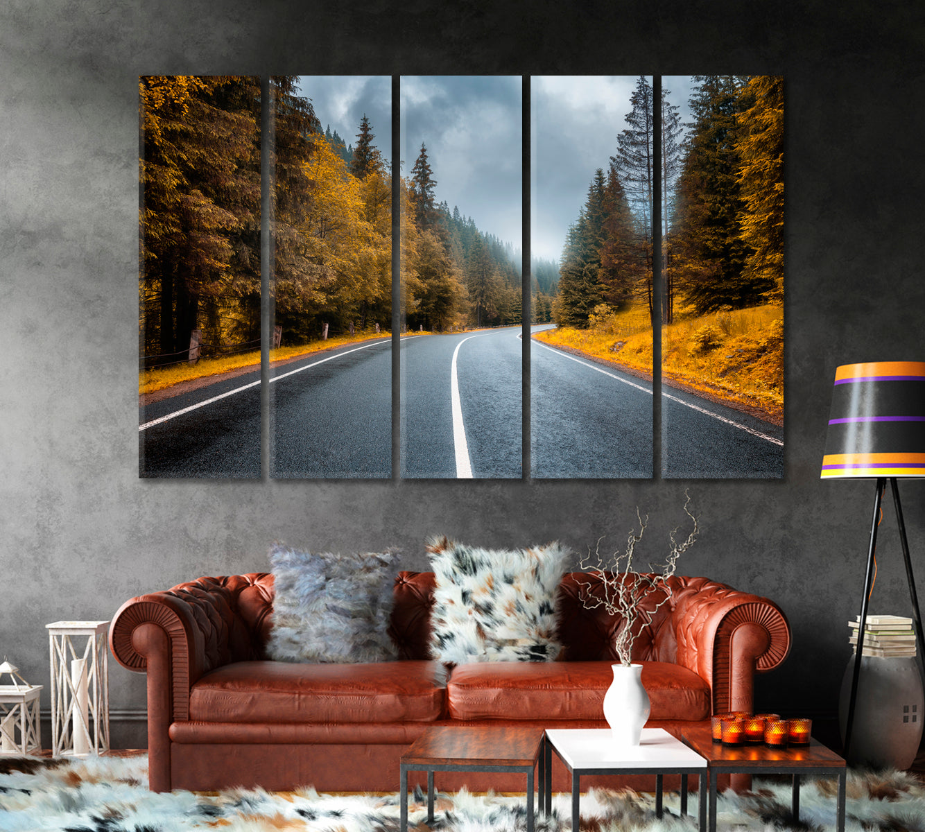 Beautiful Mountain Road in Foggy Forest Canvas Print-Canvas Print-CetArt-1 Panel-24x16 inches-CetArt