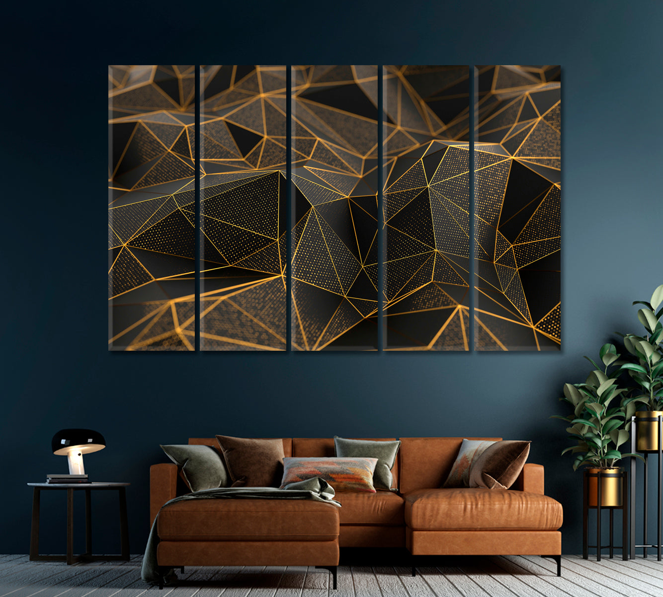 Abstract Black Geometric Triangles Canvas Print-Canvas Print-CetArt-1 Panel-24x16 inches-CetArt