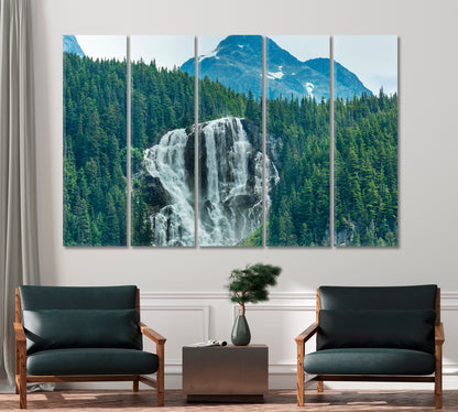 Impressive Waterfall in Canadian Mountains Canvas Print-Canvas Print-CetArt-1 Panel-24x16 inches-CetArt