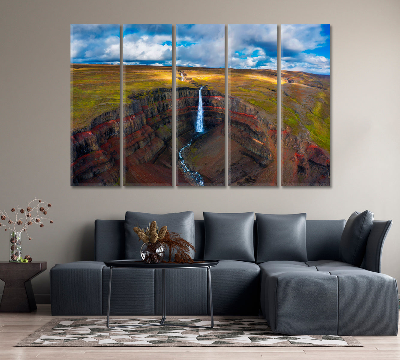 Hengifoss Waterfall in Iceland Canvas Print-Canvas Print-CetArt-1 Panel-24x16 inches-CetArt