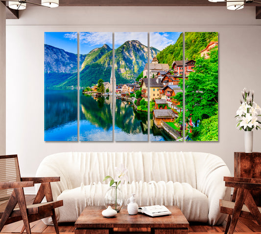 Mountain Village Hallstatt the Austrian Alps at Sunrise Canvas Print-Canvas Print-CetArt-1 Panel-24x16 inches-CetArt