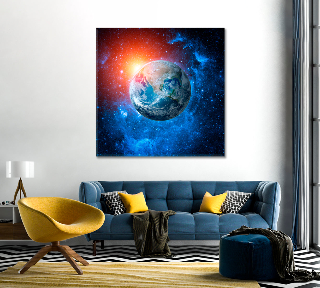 Earth and Galaxy Canvas Print-Canvas Print-CetArt-1 panel-12x12 inches-CetArt