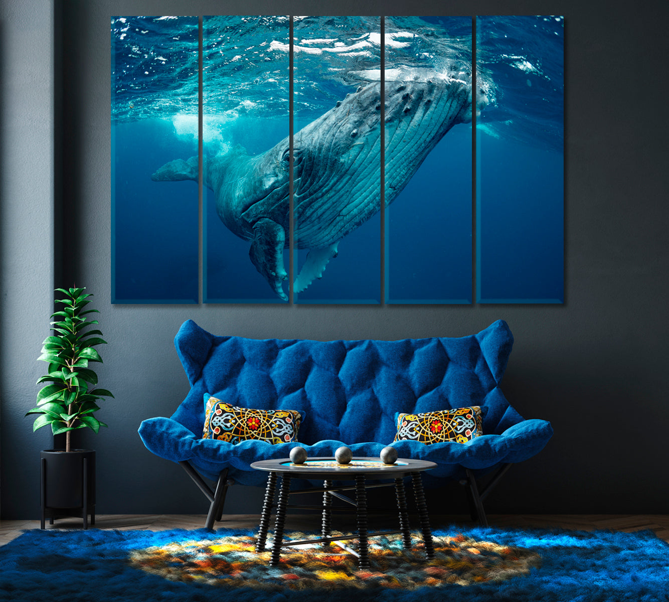 Whale Swimming in the Pacific Ocean Canvas Print-Canvas Print-CetArt-1 Panel-24x16 inches-CetArt