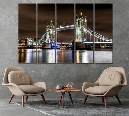 Tower Bridge View at Night London Canvas Print-Canvas Print-CetArt-1 Panel-24x16 inches-CetArt