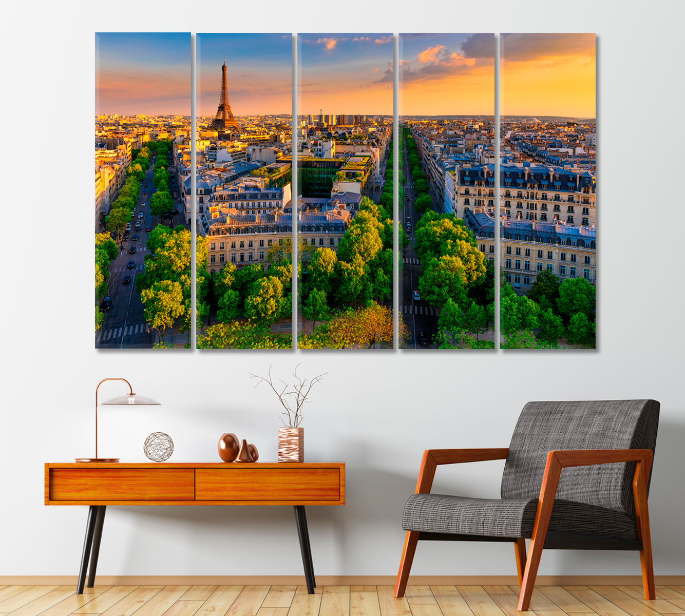 Panoramic View of Paris With the Eiffel Tower Canvas Print-Canvas Print-CetArt-1 Panel-24x16 inches-CetArt