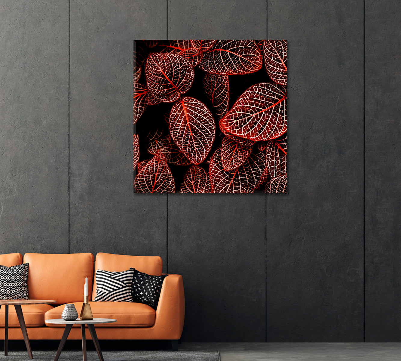 Tropical Red Leaves Canvas Print-Canvas Print-CetArt-1 panel-12x12 inches-CetArt