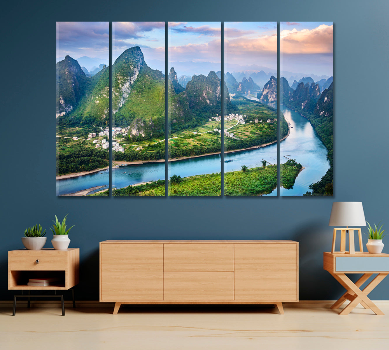 Landscape Li River and Karst Mountains China Canvas Print-Canvas Print-CetArt-1 Panel-24x16 inches-CetArt