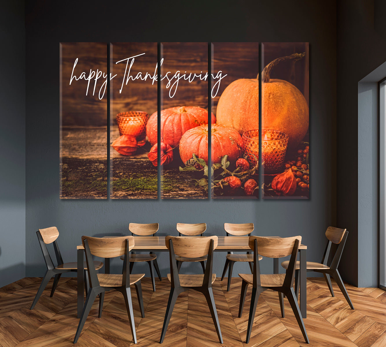 Happy Thanksgiving Pumpkins Canvas Print-Canvas Print-CetArt-1 Panel-24x16 inches-CetArt